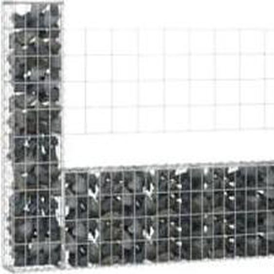 The Living Store Panier à gabion en forme de U avec 6 colonnes en fer 620x20x100 cm