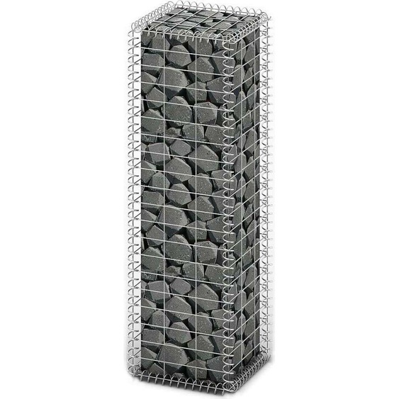 The Living Store Panier en pierre Gabion avec couvercles Fil de fer galvanisé 100×30×30 cm