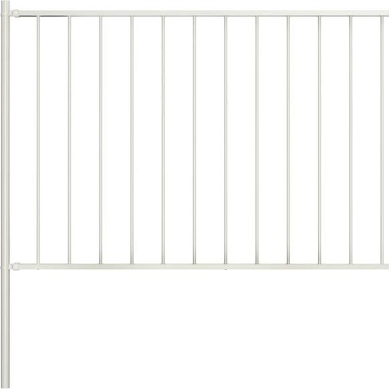 The Living Store Panneau de clôture avec poteaux Acier laqué époxy 1,7x0,75m Blanc