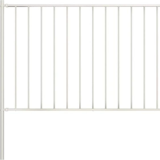 The Living Store Panneau de clôture avec poteaux Acier laqué époxy 1,7x1m Blanc