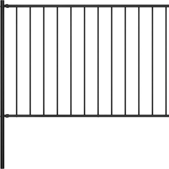 The Living Store Panneau de clôture avec poteaux Acier revêtu par poudre 1,7 x 0,75 m