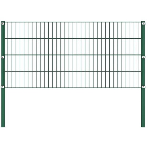 The Living Store Panneau de clôture avec poteaux en fer 1,7 x 0,8 m Vert
