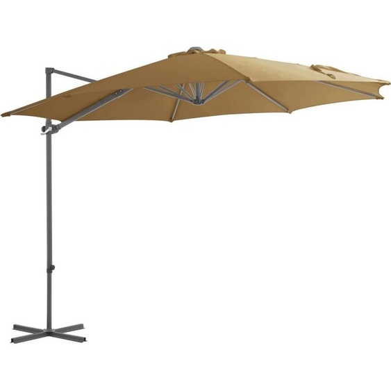 The Living Store Parapluie avec mât en acier Taupe 300 cm