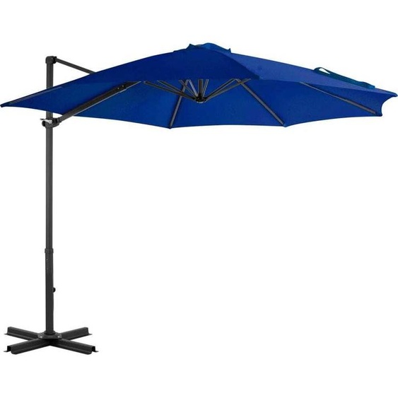 The Living Store Parapluie avec mât en aluminium bleu azur 300 cm