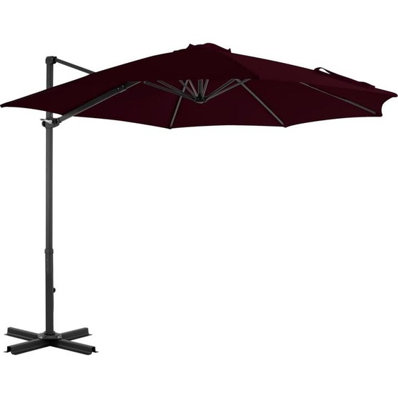 The Living Store Parapluie avec mât en aluminium rouge 300 cm
