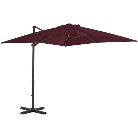 The Living Store Parapluie avec mât en aluminium rouge bordeaux 250x250 cm