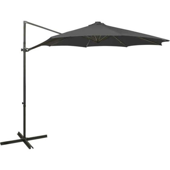 The Living Store Parapluie avec mât et LED Anthracite 300 cm