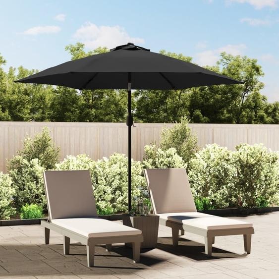 The Living Store Parasol avec lampes LED et mât en acier 300 cm Anthracite