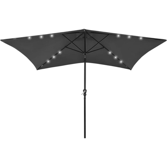 The Living Store Parasol avec LED et mât en acier Anthracite 2x3 m