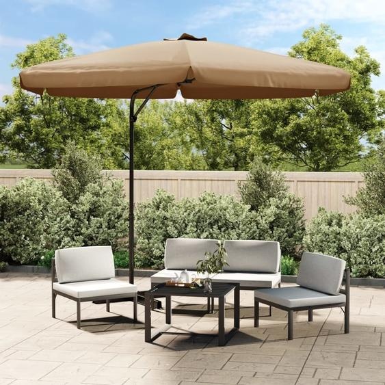 The Living Store Parasol avec mât en acier 300 cm Taupe
