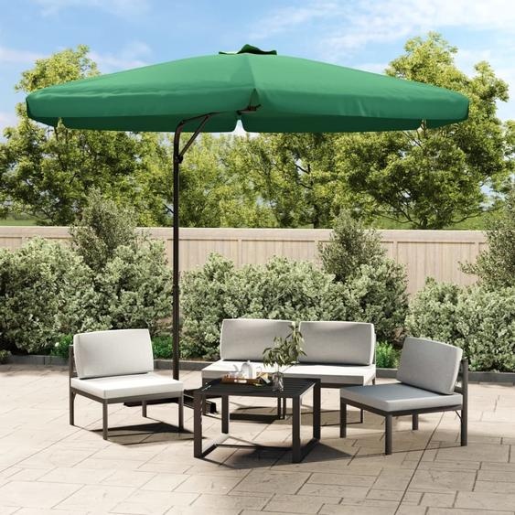 The Living Store Parasol avec mât en acier 300 cm Vert