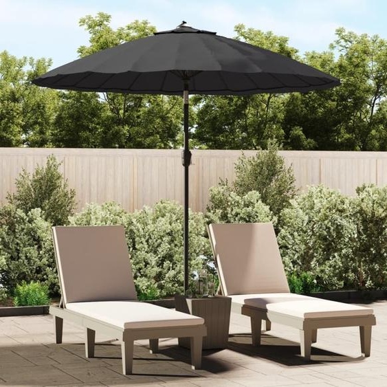 The Living Store Parasol avec mât en aluminium 270 cm noir