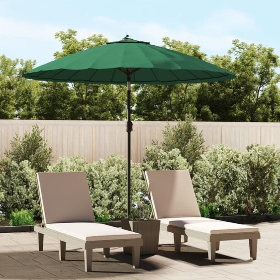 The Living Store Parasol avec mât en aluminium 270 cm Vert