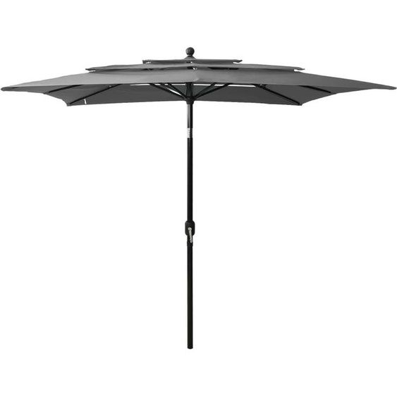 The Living Store Parasol avec mât en aluminium 3 couches Anthracite 2,5x2,5 m