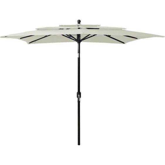The Living Store Parasol avec mât en aluminium 3 couches couleur sable 2,5x2,5 m