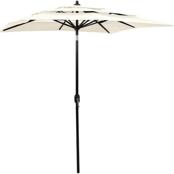 The Living Store Parasol avec mât en aluminium 3 couches couleur sable 2x2 m