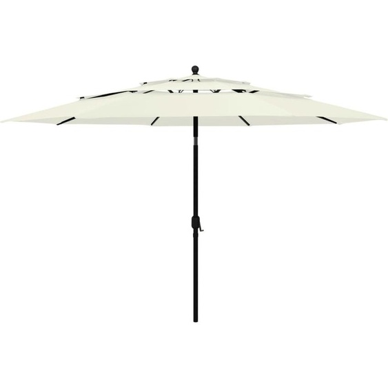 The Living Store Parasol avec mât en aluminium 3 couches couleur sable 3,5 m