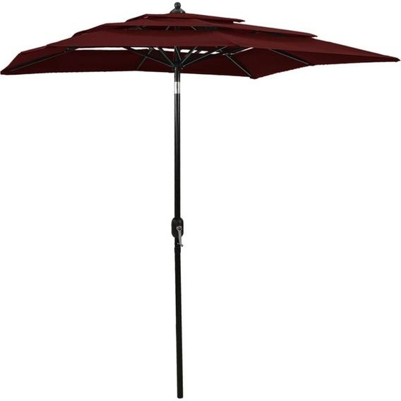 The Living Store Parasol avec mât en aluminium 3 couches rouge bordeaux 2x2 m