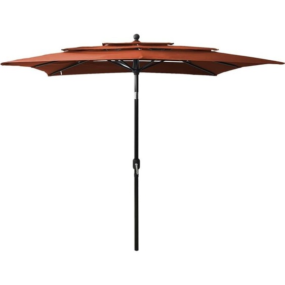 The Living Store Parasol avec mât en aluminium 3 couches Terracotta-Rouge 2,5x2,5 m