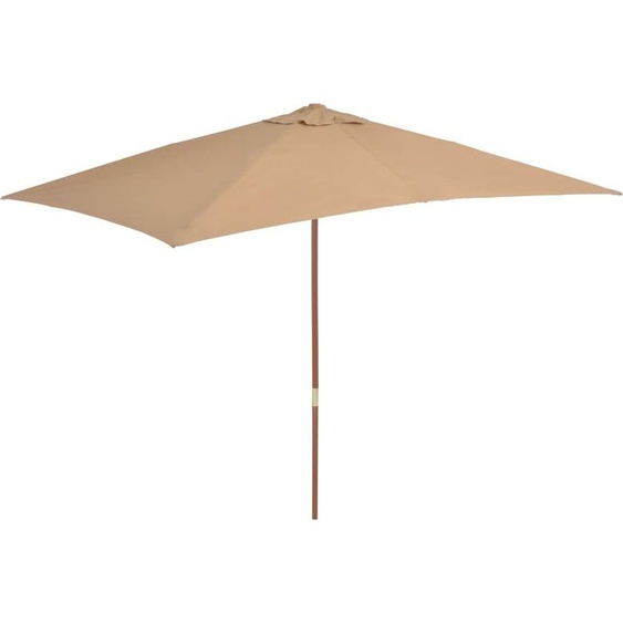 The Living Store Parasol avec mât en bois 200×300 cm Taupe