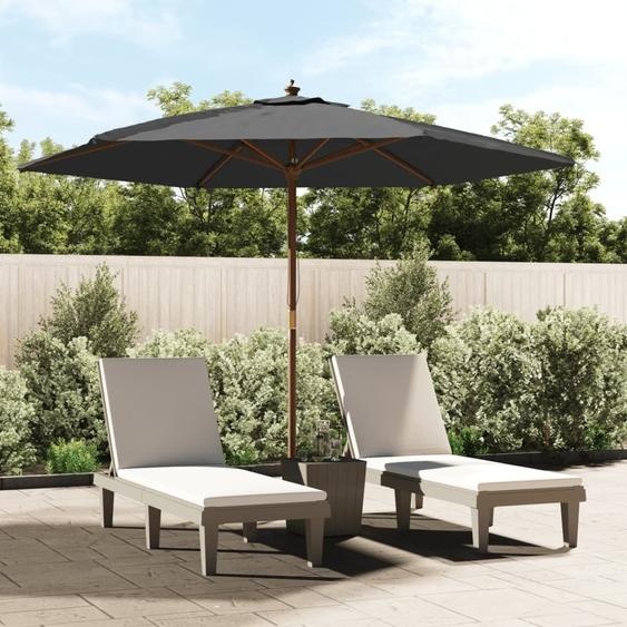 The Living Store Parasol avec mât en bois Anthracite 299x240 cm