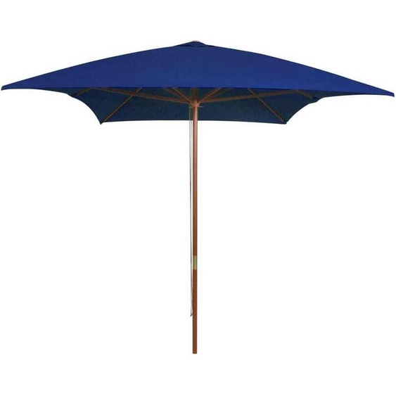 The Living Store Parasol avec mât en bois bleu 200x300 cm