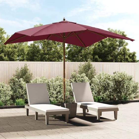 The Living Store Parasol avec mât en bois rouge bordeaux 300x300x273 cm