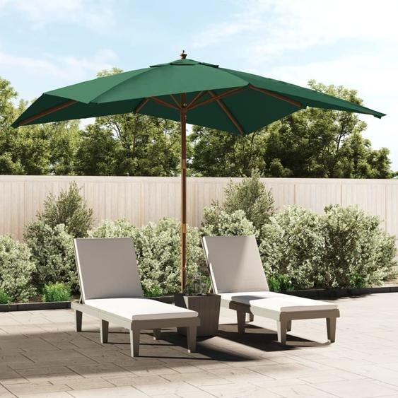 The Living Store Parasol avec mât en bois Vert 300x300x273 cm
