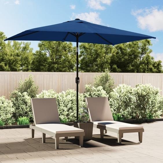 The Living Store Parasol avec mât métallique 300x200 cm bleu azur