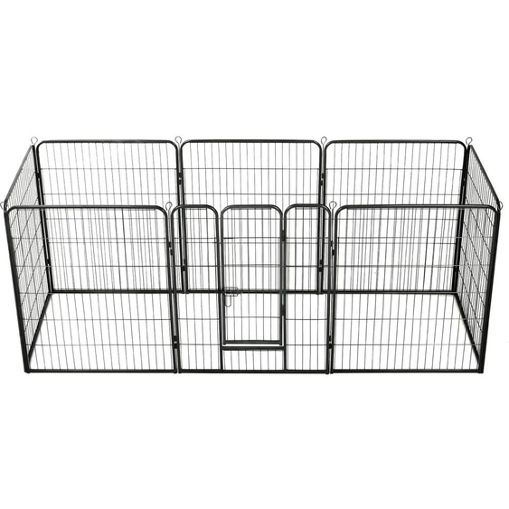 The Living Store Parc pour chiens 8 panneaux acier 80 x 100 cm noir