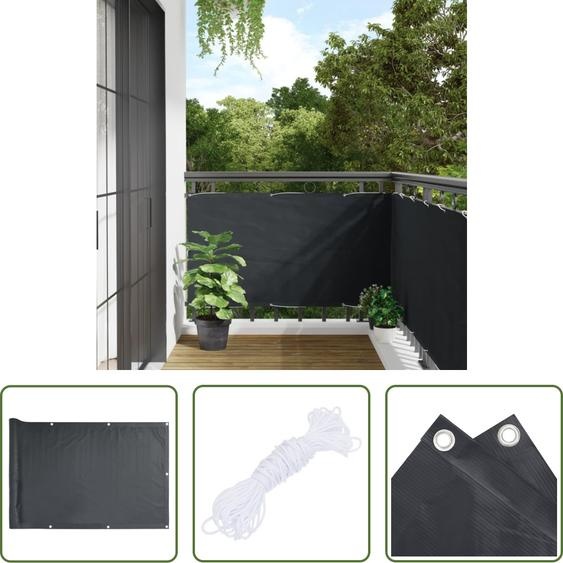 The Living Store Pare-vue de jardin Anthracite 500x75 cm PVC