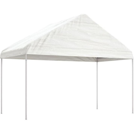 The Living Store Pavillon avec toit Blanc 4,08x2,23x3,22 m Polyéthylène