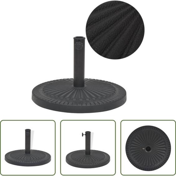The Living Store - Pied de parasol en résine, rond, noir, 29 kg