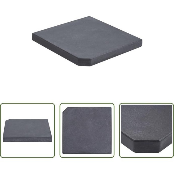 The Living Store Plaque dalourdissement pour parasol Noir Granit Carré 25 kg