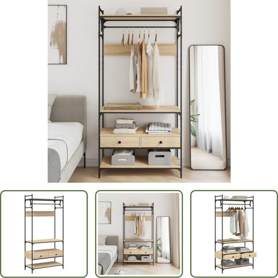 The Living Store Portemanteau avec tiroirs Chêne Sonoma 89x39x184,5 cm