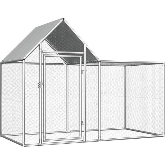The Living Store Poulailler 2x1x1,5 m Acier galvanisé