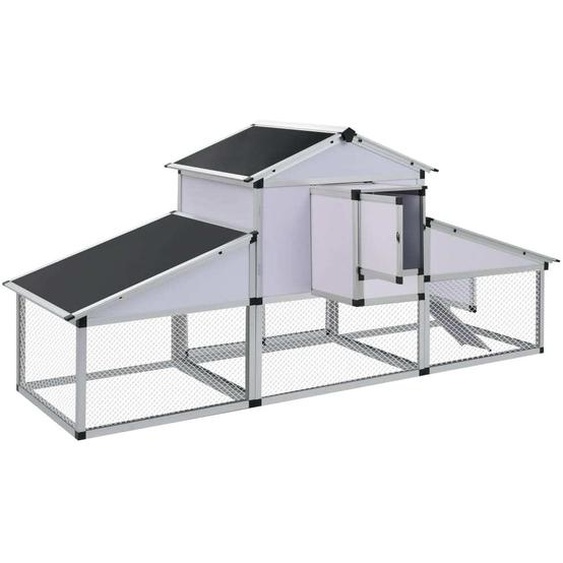The Living Store Poulailler avec enclos et nichoir Aluminium