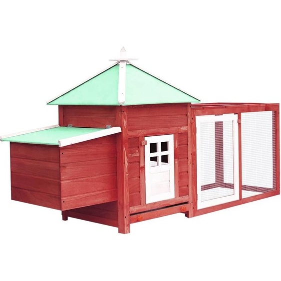 The Living Store Poulailler avec nid de poule Rouge 190x72x102 cm Sapin massif
