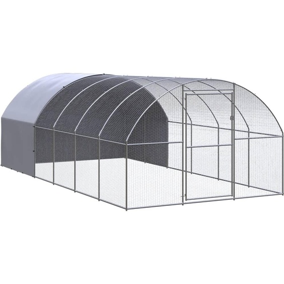 The Living Store Poulailler dextérieur 3x6x2 m Acier galvanisé
