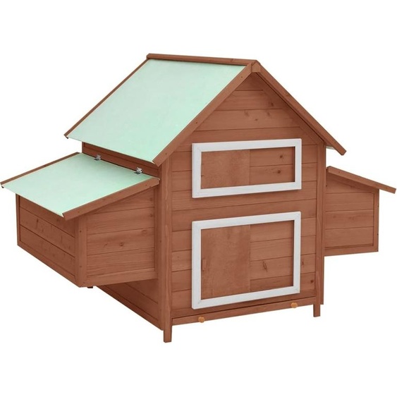 The Living Store Poulailler Moka et Blanc 152x96x110 cm Sapin massif