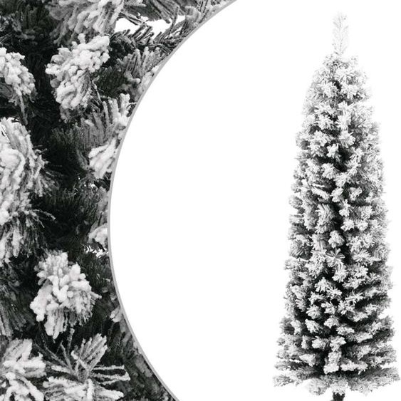 The Living Store Sapin de Noël artificiel élancé avec neige Vert 150 cm PVC