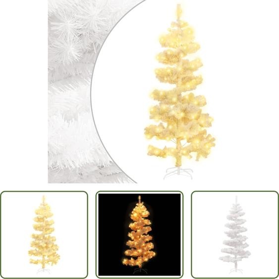 The Living Store Sapin de Noël en spirale avec éclairage et support blanc 180 cm