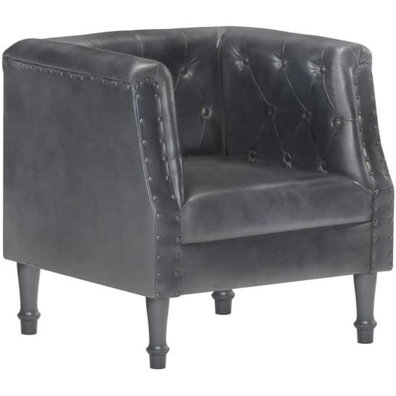 The Living Store Sessel Grau en cuir véritable