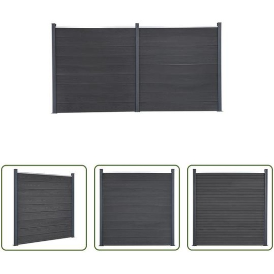 The Living Store Set déléments de clôture Gris 353x186 cm WPC