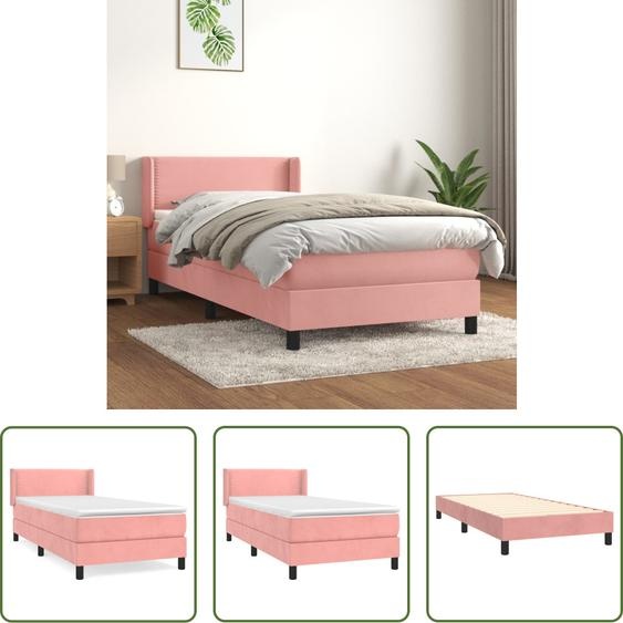 The Living Store Sommier tapissier avec matelas Rose 100x200 cm Velours