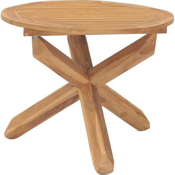 The Living Store Table à manger de jardin Ø90x75 cm teck massif
