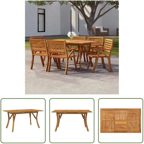 The Living Store Table de jardin 150x90x75 cm bois massif acacia