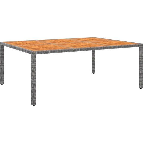 The Living Store Table de jardin 200x150x75 cm acacia et poly rotin gris