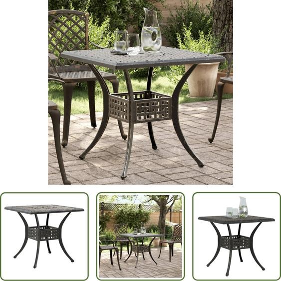 The Living Store Table de jardin Bronzes 80x80x75 cm Fonte daluminium