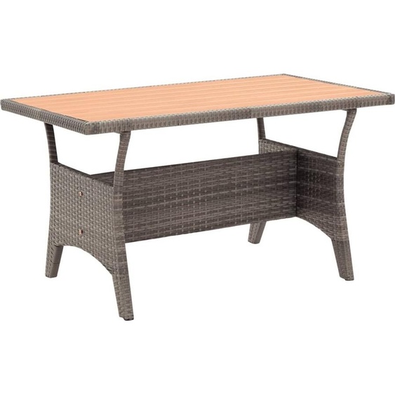 The Living Store Table de jardin Gris 120x70x66 cm Poly rotin